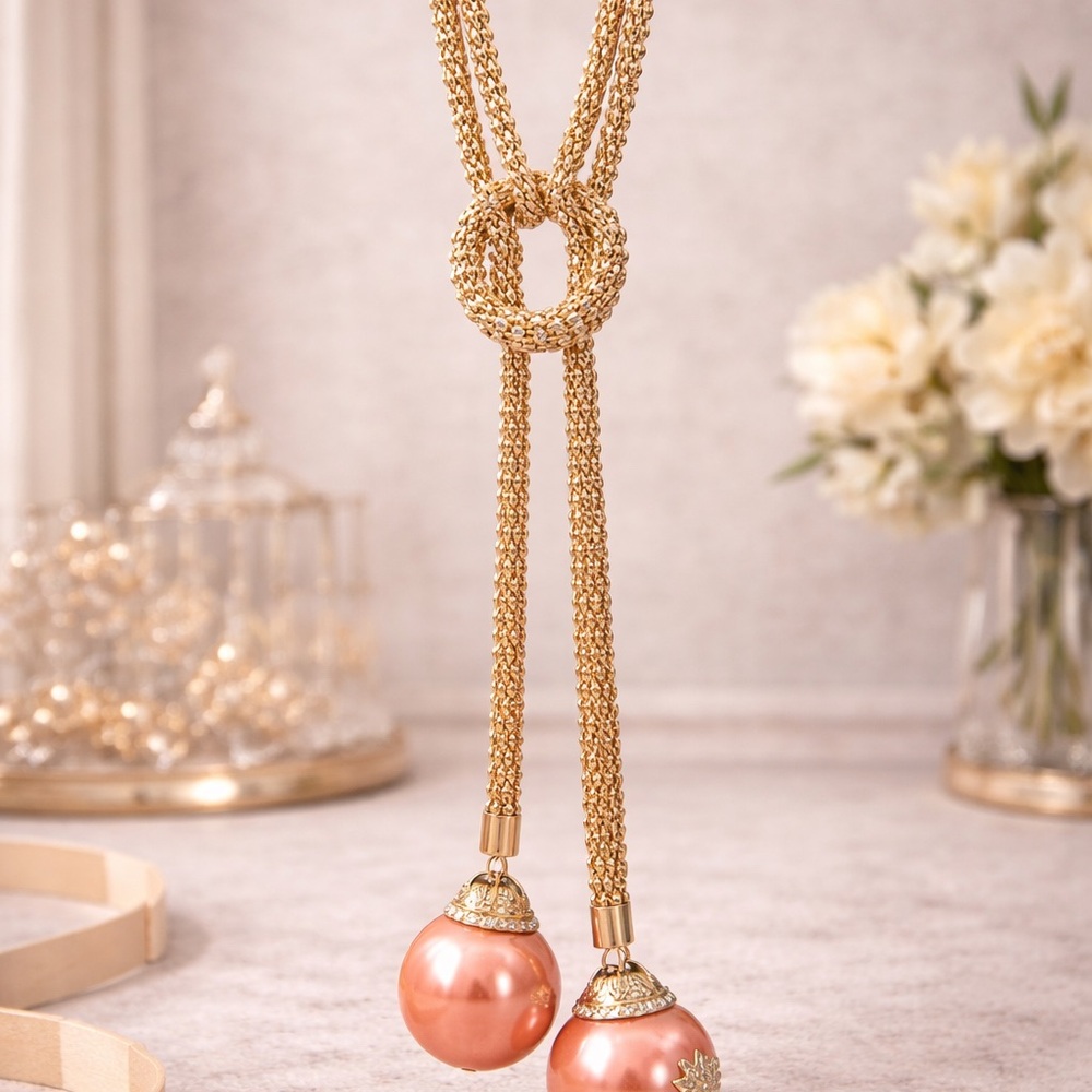 Elegant Gold and Peach Necklace